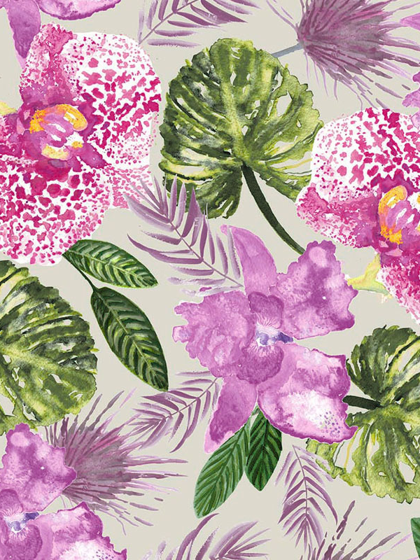 Sara Berrenson textiles and wall covering, Lanai in Berry