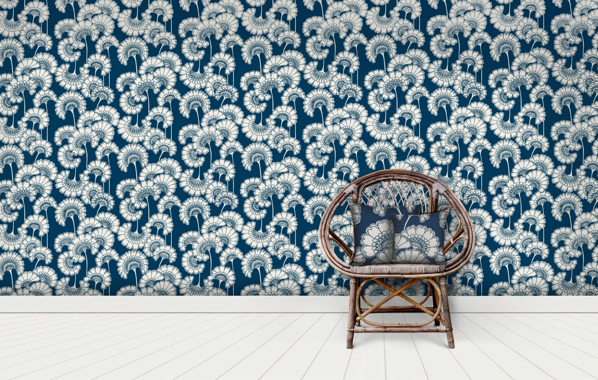 Japanese Floral, True Blue, Florence Broadhurst wallpaper