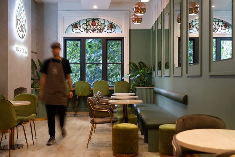 Sophisticated Cafe Fitout With Antimicrobial Upholstery Materialised — free download