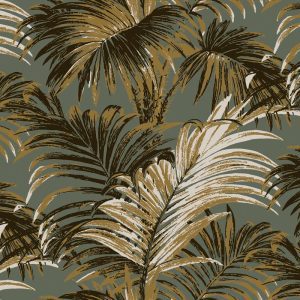 4 Colour Palm Gathered Graphite - Florence Broadhurst