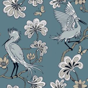 Egrets Azure - Florence Broadhurst