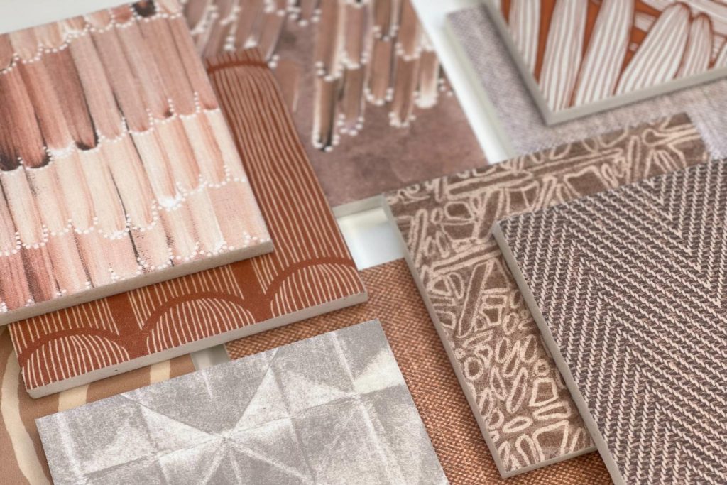 AcoustiCalm printed acoustic panels clay