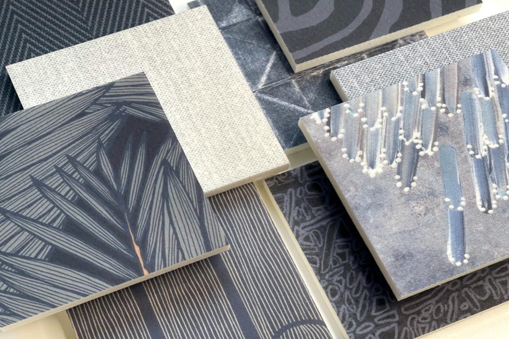 AcoustiCalm printed acoustic panels navy