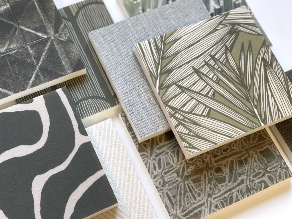 AcoustiCalm printed acoustic panels green