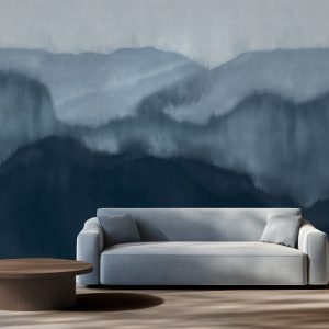 Mountains Indigo Wall Mural - Shibori