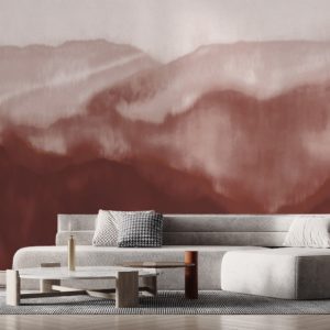 Mountains Rust Wall Mural - Shibori