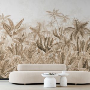 Palm Grove Sepia Wall Mural