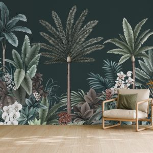 Tropical Escape Teal Wall Mural - Typoflora