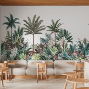 Tropical Escape White Wall Mural - Typoflora
