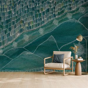 Galiyn Water Raining Banganha Teal Wall Mural - Lizzy Stageman