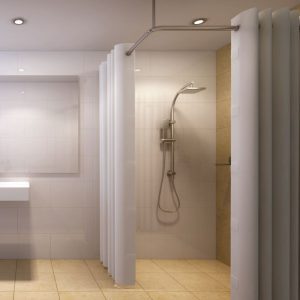 90 degree Hookless shower curtain