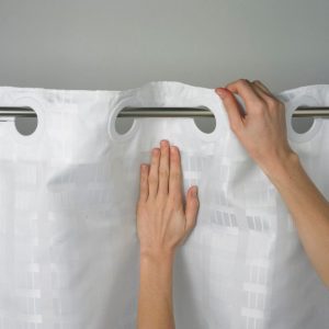 Hookless Litchfield white shower curtain