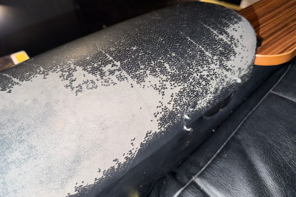 Delamination example in cheap faux leather