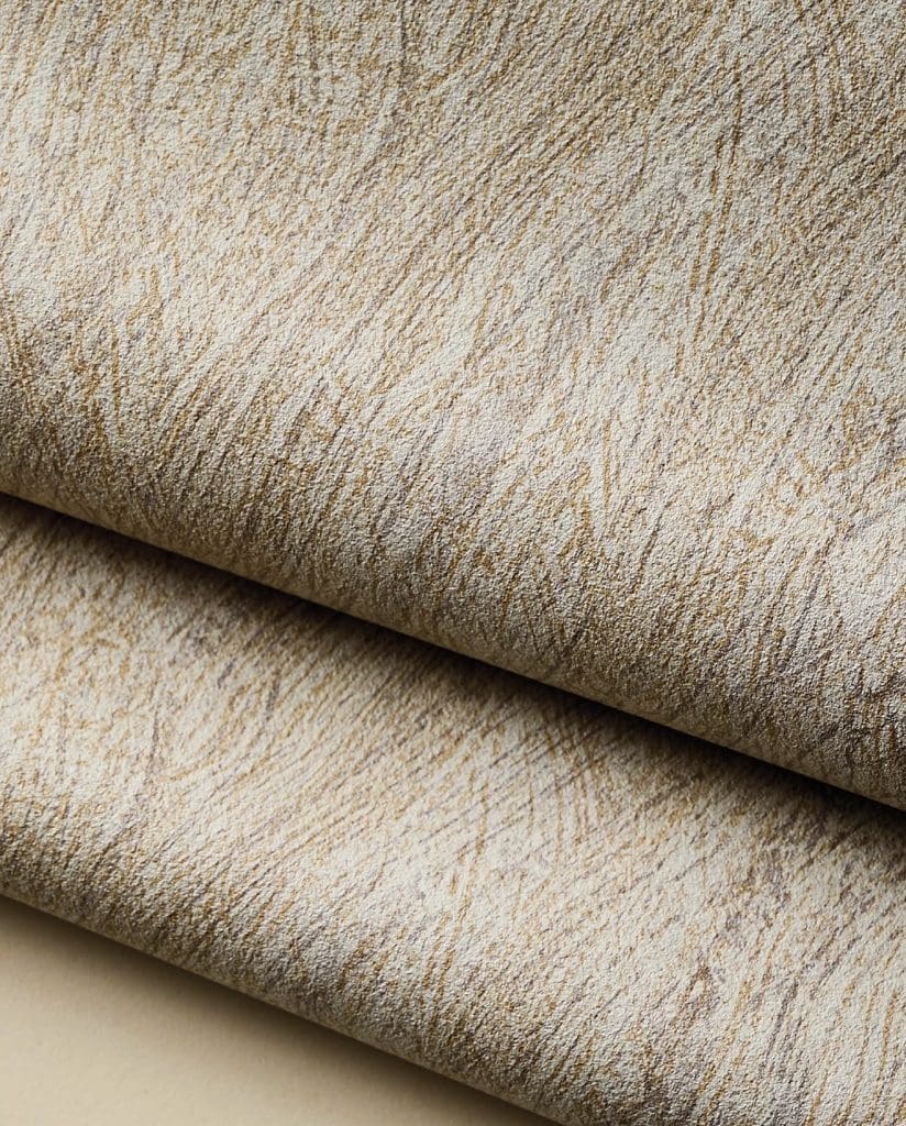 Circon bio-sourced carbon neutral wall covering in Oakstone Travertine, Materialised